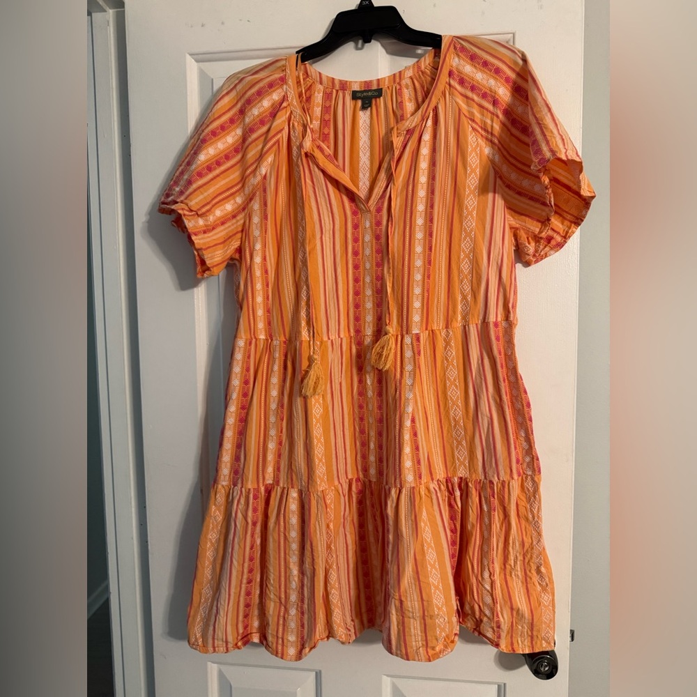 Style & Co Vibrant Orange and Pink Dress